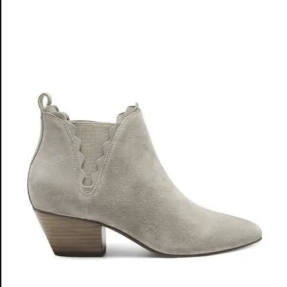 New Sole Society Candrah Cow Split Suede Leather Ankle Bootie , Mushroom 7 - Picture 1 of 10